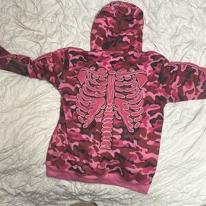 Pink full zip skeleton hoodie